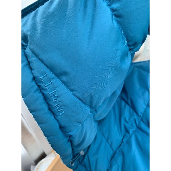 LLBean Down Feather Puffer Vest  L Reg Blue Reversible  Polyester Outer / Goose - Picture 5 of 8